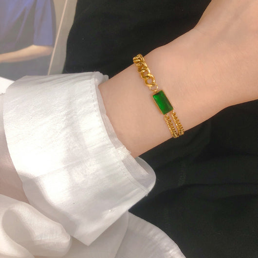 Pulsera de Esmeralda con Diseño Exclusivo y Temperamento Elegante - Image 4