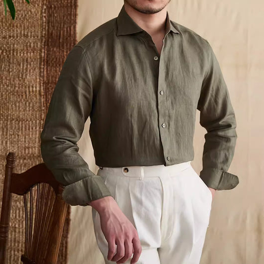 Camisa Casual de Algodón y Lino para Hombre - Image 7