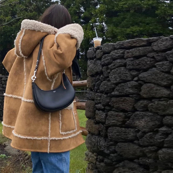 Abrigo Grueso con Capucha Diseño Moderno Largo para Otoño e Invierno
