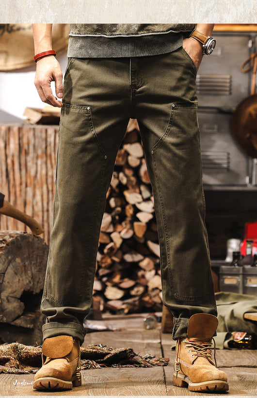 Pantalón Denim Recto Café Clásico para Uso Diario - Image 9