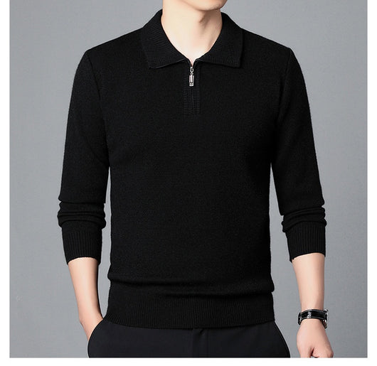Suéter de Lana 100% Premium con Cuello Solapa - Manga Larga Tejida para Hombre - Image 21
