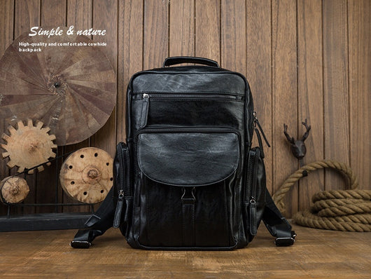 Mochila de Cuero Genuino para Hombre - Gran Capacidad, Diseño Moderno - Image 16