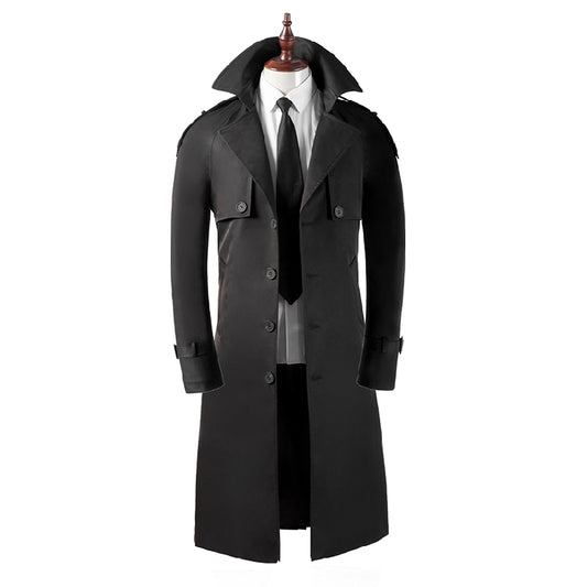 Abrigo Trinchera Largo Hombre Slim Elegante Negocios - Image 2