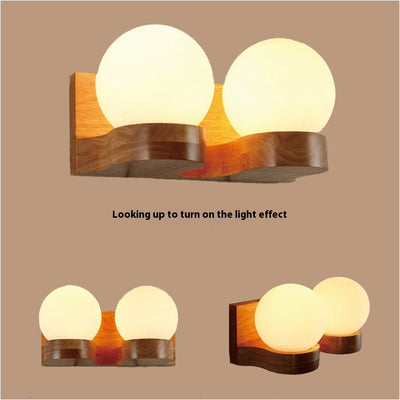 Lámpara de Pared Esférica en Madera Maciza para Sala y Pasillos - Image 4