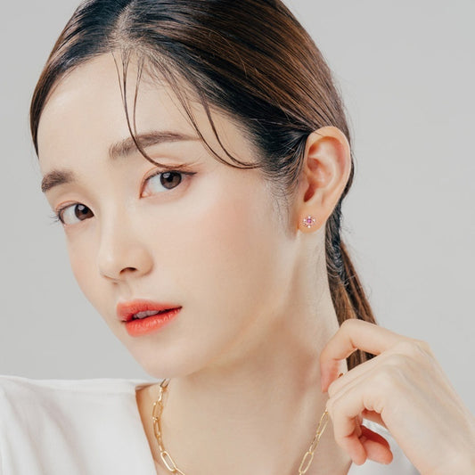 Aretes Vintage Corona Hueca con Tornillo