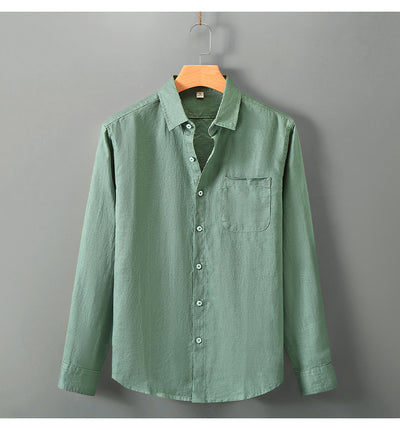 Camisa de Lino Manga Larga Suelta para Hombre - Fresca y Casual - Image 18