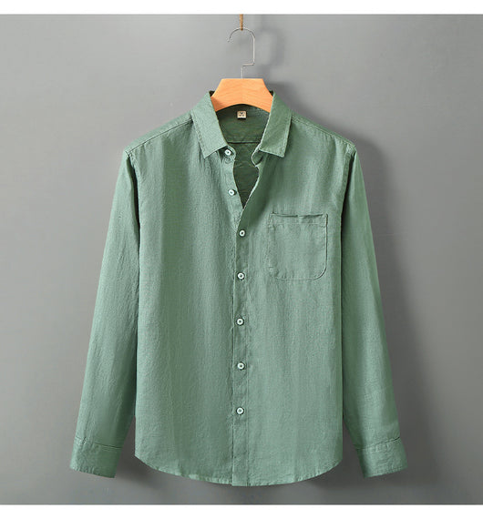 Camisa de Lino Manga Larga Suelta para Hombre - Fresca y Casual - Image 18