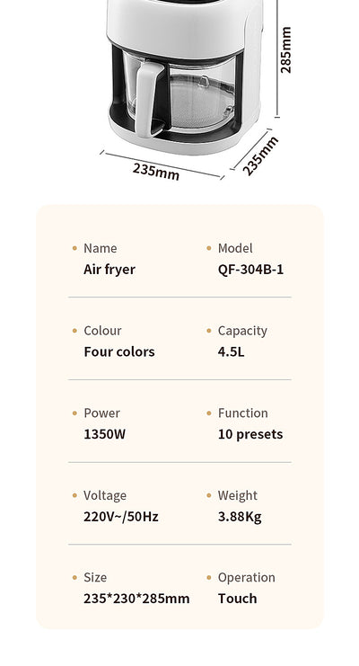 Freidora de Aire Eléctrica Grande con Convección y Ventana Visualización - Cocina sin Aceite - Image 16
