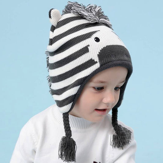 Gorro de Invierno Tejido Suave para Niños con Diseño de Dibujos Animados