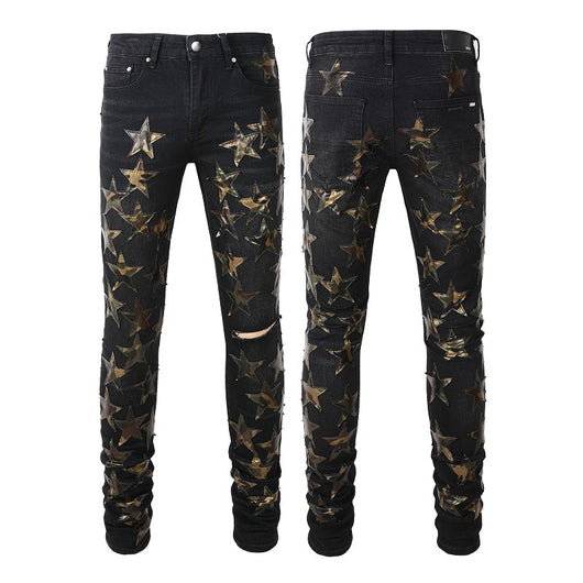 Jeans Rotos de Cuero con Estrella - Tendencia Street Style - Image 4