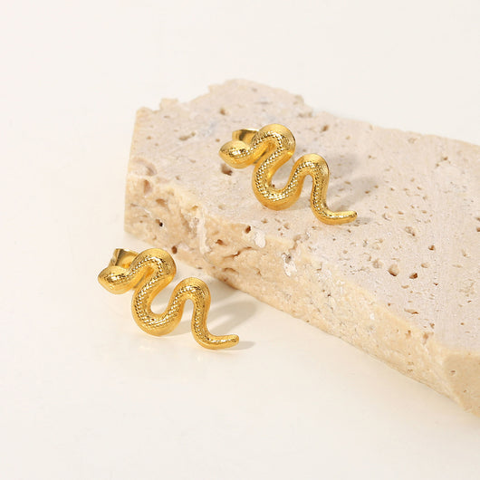 Aretes de Serpiente Chapados en Oro 18K con Acero Inoxidable para Mujer - Image 10