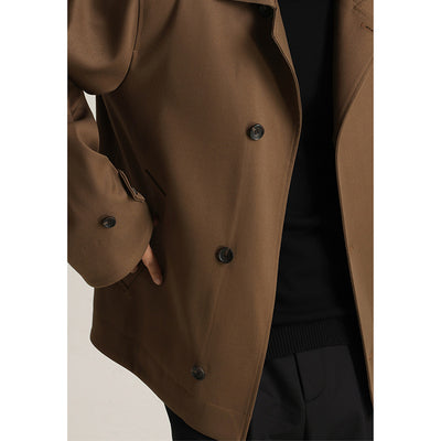 Abrigo Ejecutivo de Cuello Vuelto con Mezcla de Tela Twill para Hombre - Image 3