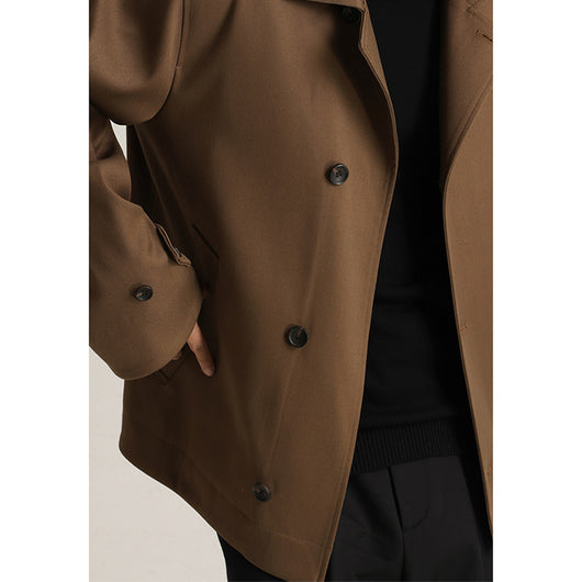 Abrigo Ejecutivo de Cuello Vuelto con Mezcla de Tela Twill para Hombre - Image 3