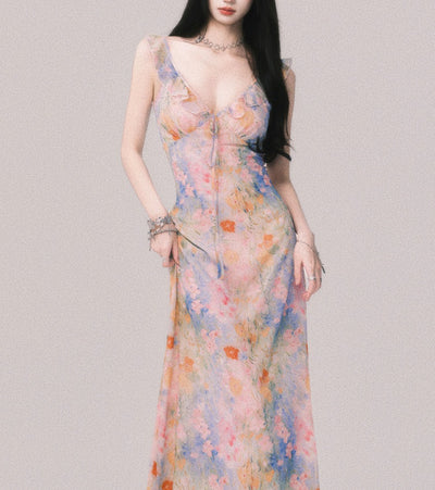 Vestido Largo Escote V Flores con Tirantes - Estilo Playa Vacacional - Image 12
