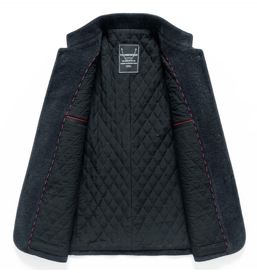 Abrigo Casual de Lana Chenilla con Cuello Alto para Hombre - Image 10