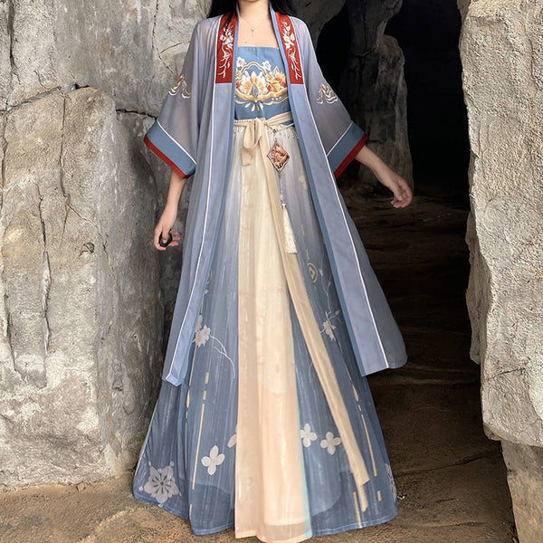 Traje Hanfu Tang Dynasty Hezi con Bordados Tradicionales Chinos