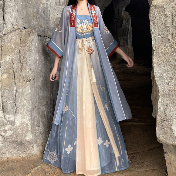 Traje Hanfu Tang Dynasty Hezi con Bordados Tradicionales Chinos