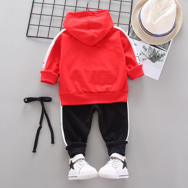 Conjunto de Sudadera Infantil con Capucha y Letras - Set de 2 Piezas Manga Larga