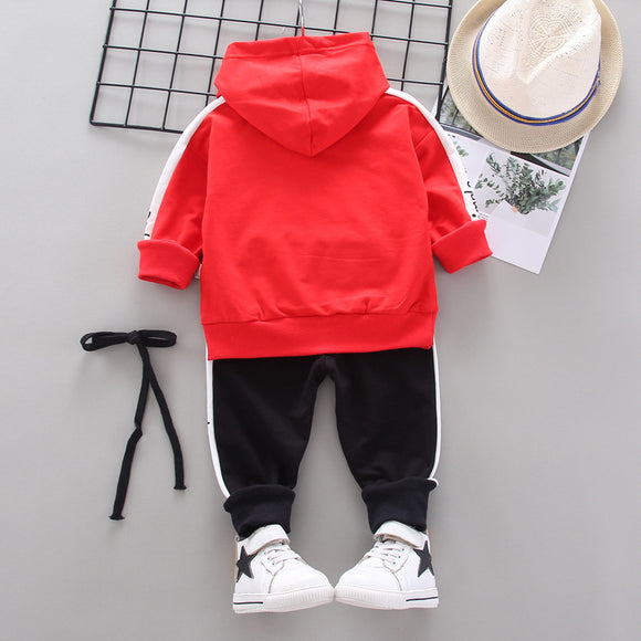 Conjunto de Sudadera Infantil con Capucha y Letras - Set de 2 Piezas Manga Larga