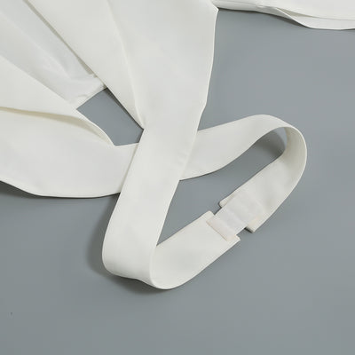 Conjunto de Dos Piezas: Blazer Blanco Manga Larga Escote V + Falda Corta - Image 8