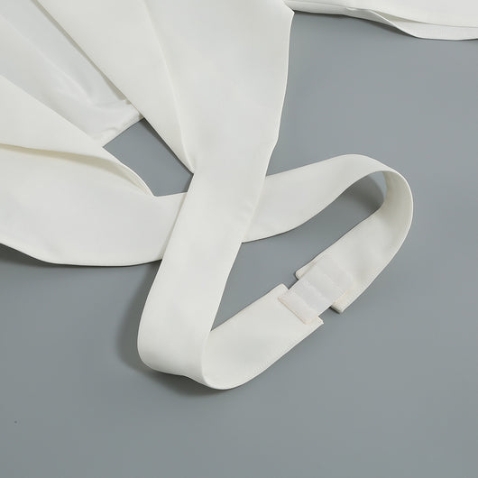 Conjunto de Dos Piezas: Blazer Blanco Manga Larga Escote V + Falda Corta - Image 8