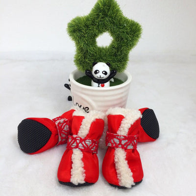 Botas de Nieve Impermeables para Mascotas - Zapatos Acolchados Navideños - Image 7