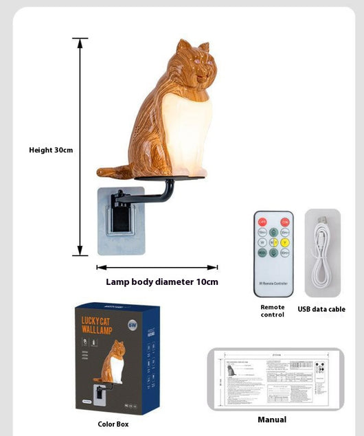Lámpara de Pared Gato USB con Luz Nocturna y Carga Inalámbrica - Image 13