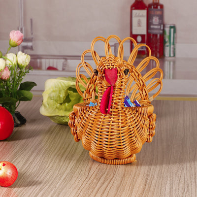 Canasta Tejida de Ratán con Diseño Animal - Organizador Decorativo para Frutas y Vegetales - Image 2