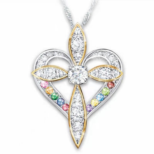 Colgante Cruz y Corazón de Amor y Fe