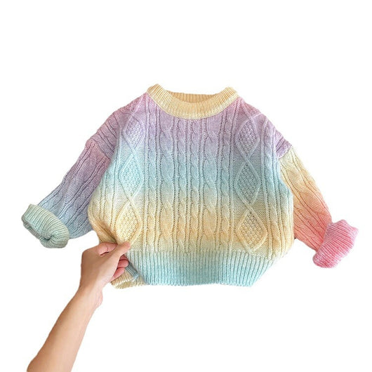 Suéter Degradado Grueso Cuello Redondo para Niñas - Image 5