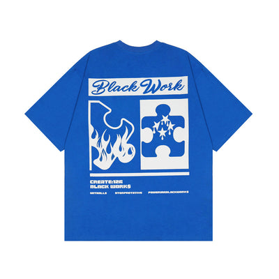 Camiseta Hip Hop Oversize con Estampado Jigsaw para Hombre