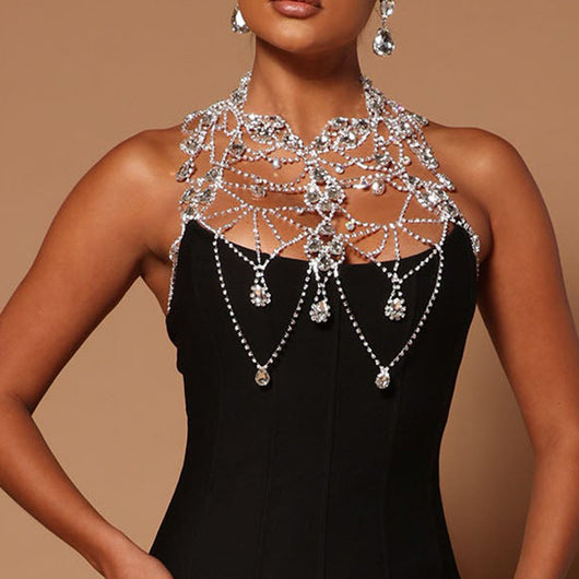 Cadena de Cuerpo Multicapa con Cristales - Accesorio Elegante para Pecho