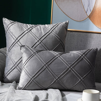 Funda de Almohada Cuadrille Terciopelo Suave para Sofá y Cama - Image 7