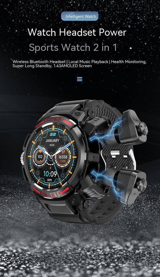 Reloj Inteligente 2 en 1 con Auriculares Bluetooth GT100 - Llamadas Duales y 128MB - Image 10