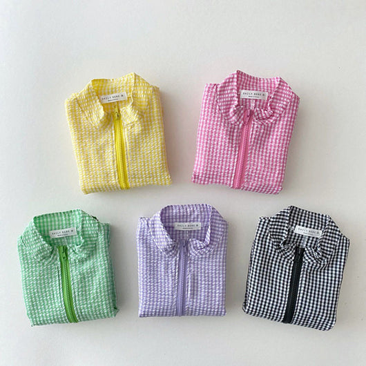 Chaqueta Ligera de Protección Solar con Cuadros para Niños - Image 7