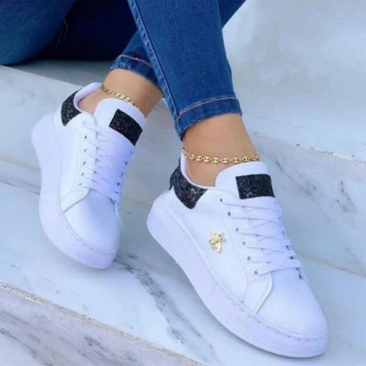 Tenis Plataforma Blanco con Cordones - Diseño Casual Minimalista