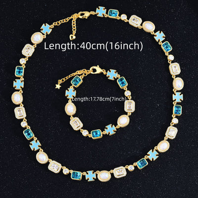 Collar Crucifijo para Hombre con Diseño de Gota Mixta y Efecto Aceite - Image 9