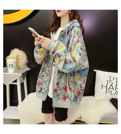 Sudadera Hoodie Mujer Talla Grande Terciopelo Estampado Floral - Image 13