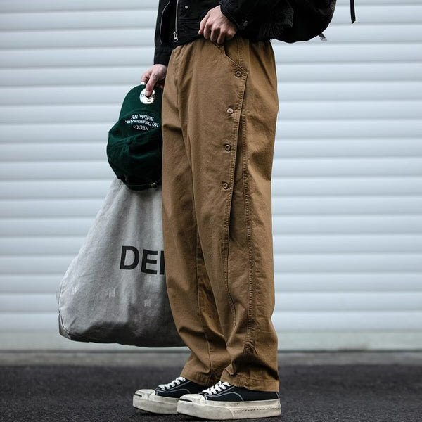 Pantalones Cargo Estructurados para Hombre con Fila de Botones Audaz