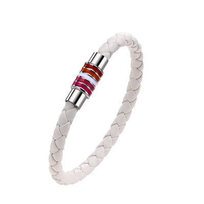 Pulsera Magnética de Acero Titanio con Bandera Arcoíris para Parejas - Image 4