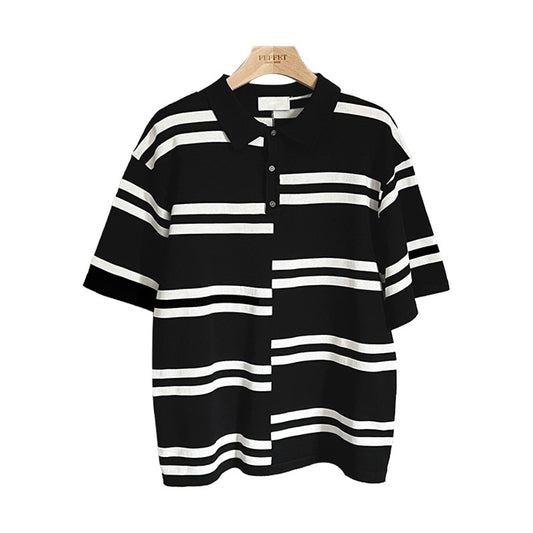 Playera Hombre Rayas Irregulares Diseño Moderno Manga Corta - Image 2