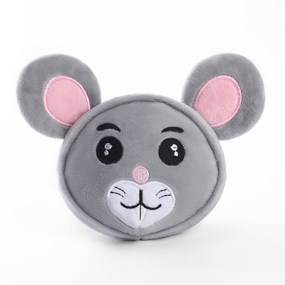 Plush pet toy shaped like a cartoon cow's head, featuring white, black, pink, and brown colors for dogs and cats. - Image 14