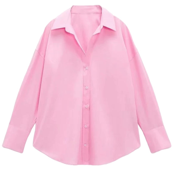 Camisa Oversize Minimalista Suelta para Verano