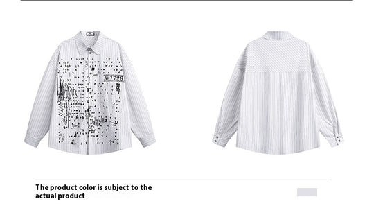 Camisa Larga Estampada a Rayas con Letras para Mujer - Image 8