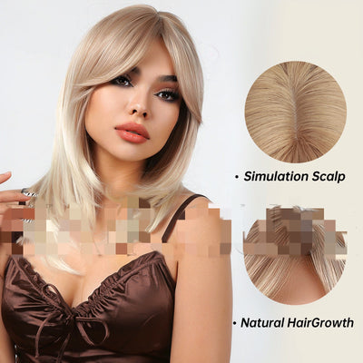 Peluca Rubia Mechas Voluminosas Largo Medio Liso para Mujer - Image 12