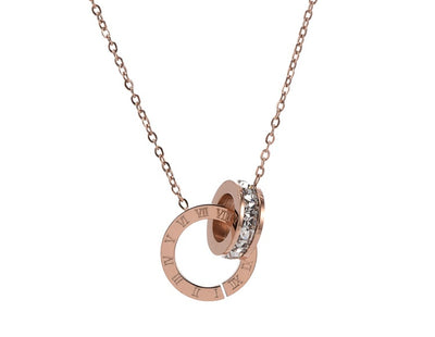 Collar de Acero de Titanio para Mujer con Anillos y Números Romanos - Image 16
