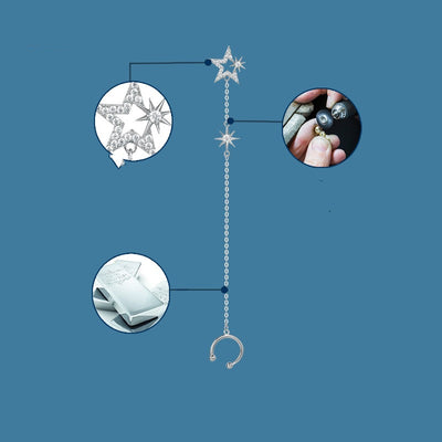 Aretes Largos de Plata 925 con Borla y Estrella de Circonia para Mujer - Image 3