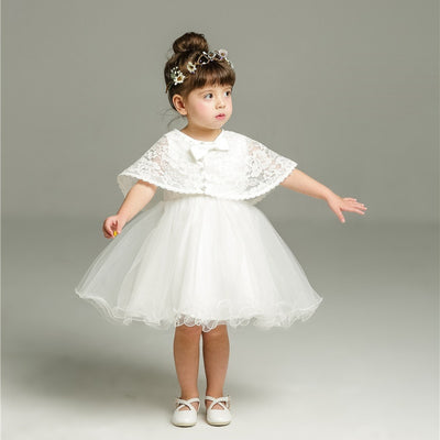 Conjunto de Dos Piezas Vestido Blanco Esponjoso para Bebé