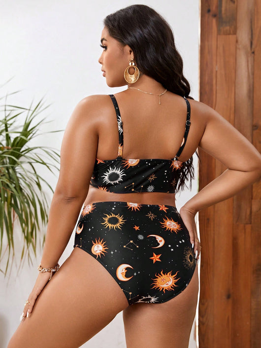 Traje de Baño Mujer Corte Asimétrico Estampado Talla Grande - Image 10