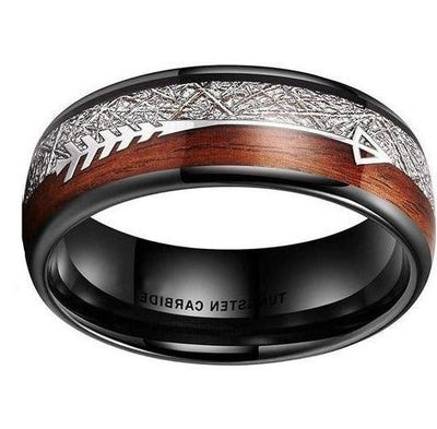 Anillo de Acero Inoxidable con Textura de Madera Negra - Image 9